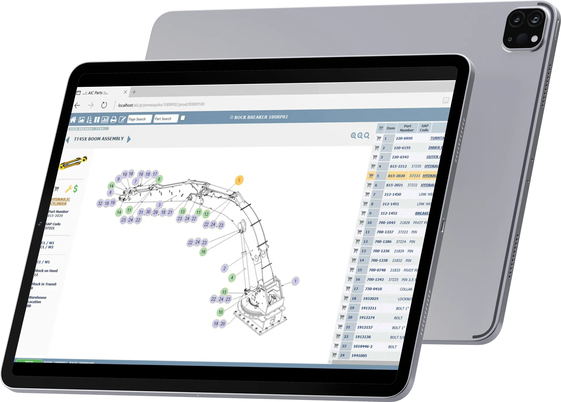 iPad — interactive parts catalogue