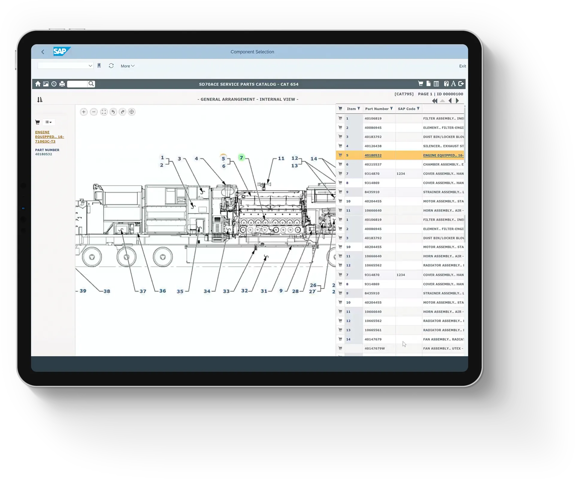 iPad — parts catalogue, technical drawing view