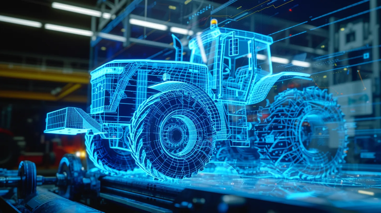 Holographic wheel loader, wireframe