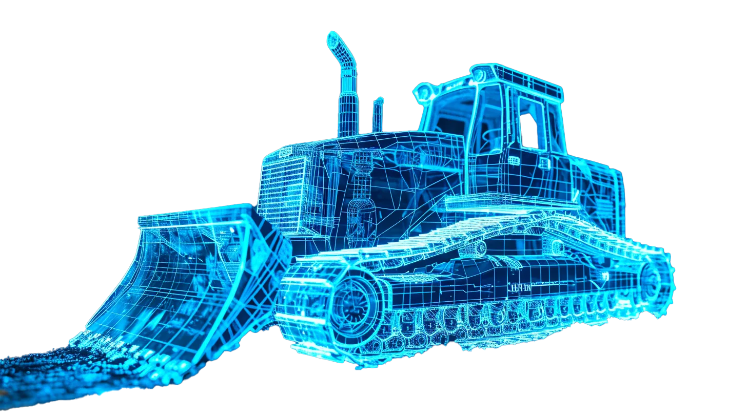 3D scan of a bulldozer — transparent cutout